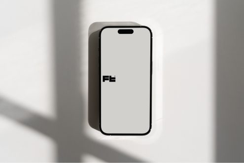 Clean portrait smartphone mockup with recessed notch on minimal background