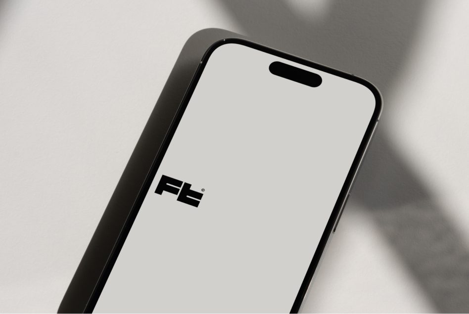 Modern phone display mockup shot from angled view with natural shadows