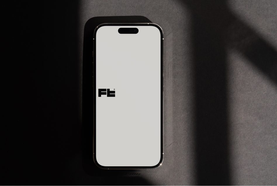 Modern black smartphone mockup with white display face straight on