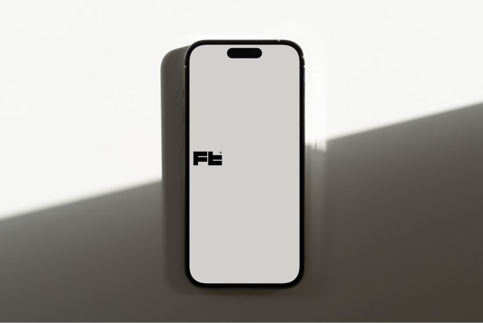 iPhone 14 mockup centered on neutral background with clean display