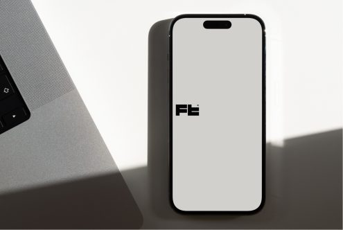 Smartphone displayed vertically with keyboard detail on neutral background