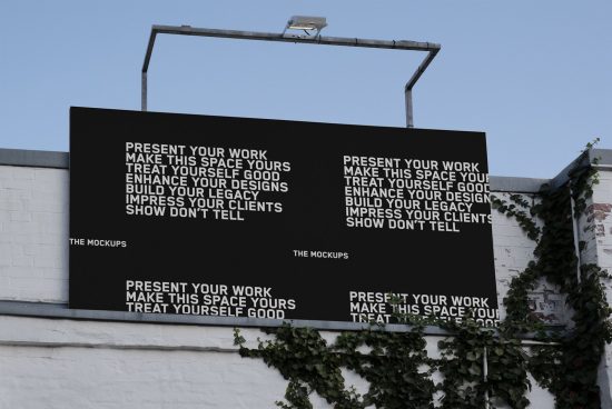 Outdoor billboard mockup with motivational phrases perfect for designers to present advertising designs clearly and professionally.