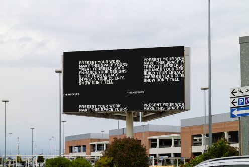 Billboard mockup displayed outdoors with editable design space for advertising presentation, suitable for showcasing graphic work by designers.