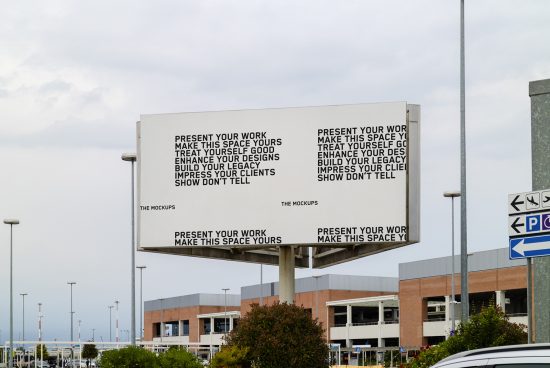 Billboard mockup in an outdoor setting with editable design space for advertising, marketing, and branding, presented against an urban background.