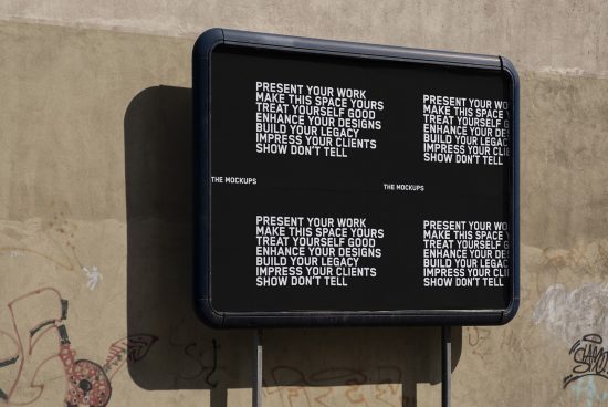 Urban billboard mockup on concrete wall with text overlay design, showcasing trendy presentation for advertising, graphic designers' portfolio.