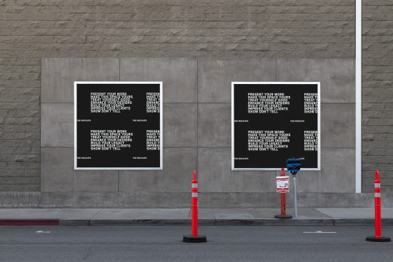 Outdoor poster mockup on urban wall for presenting design work, branding, and advertising creatives with realistic textures suitable for designers.