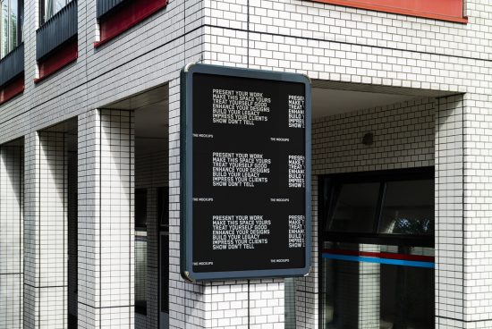 Urban outdoor billboard mockup on modern building, showcasing design space for advertising, presentations, and branding for designers.