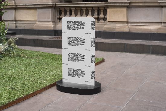 Outdoor advertising stand mockup in urban setting, editable design display, ideal for presenting graphics or branding projects for designers.