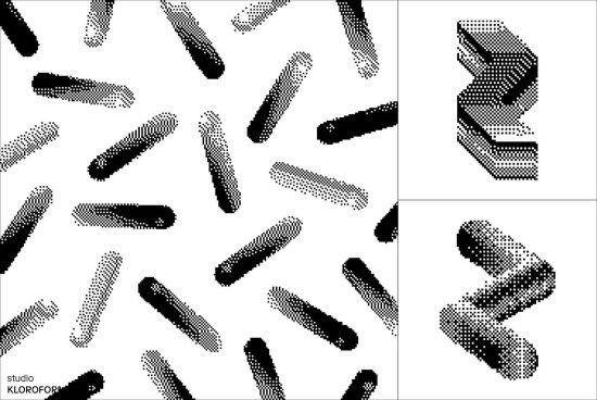 Black and white abstract halftone pattern design elements, suitable for graphics category, featuring dotted gradient textures.