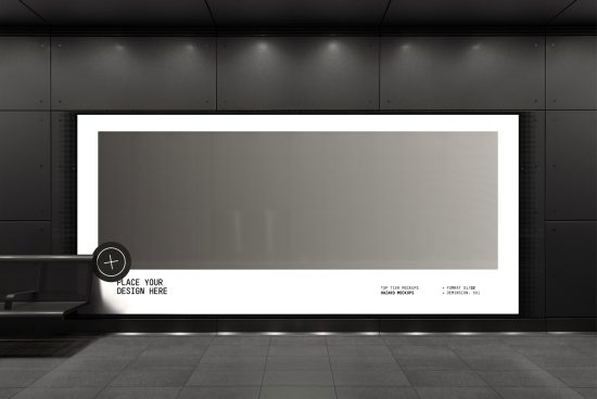 Billboard mockup in a subway station for ad display, urban design mockup, high-resolution, realistic, designers marketing asset.