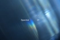 Dreamy blue light leak with rainbow shimmer overlay showing Spectral 01
