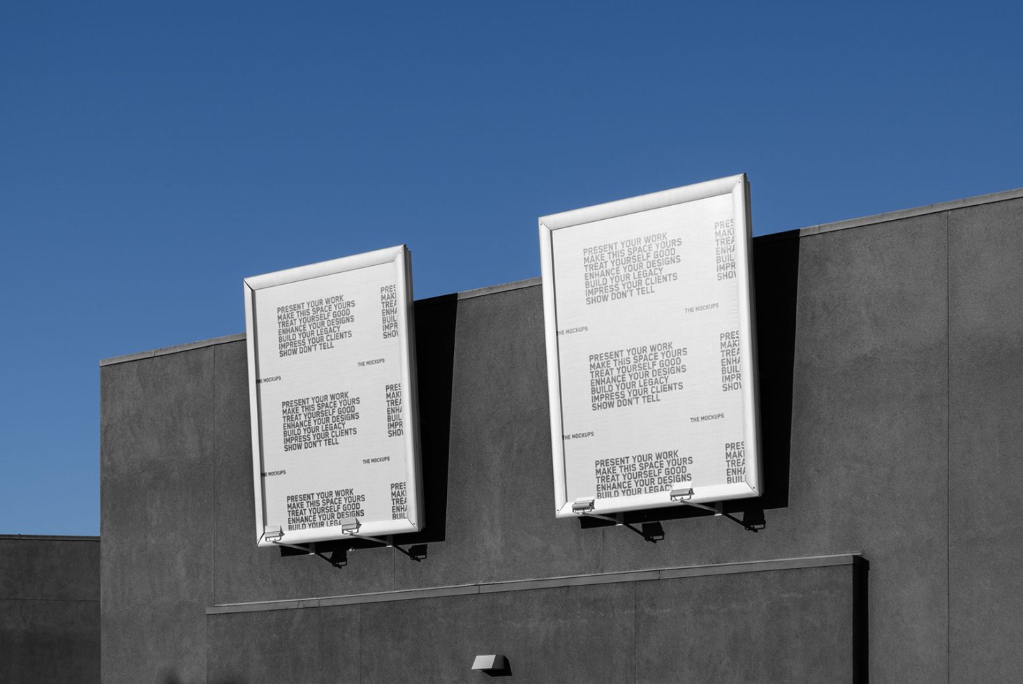 Outdoor billboard mockups on a clear sky day, ideal for presenting advertising designs, marketing materials, and branding for a corporate look.