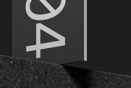 Close-up of modern typography on poster mockup with minimalistic design, showcasing font graphics for branding assets and design presentation.