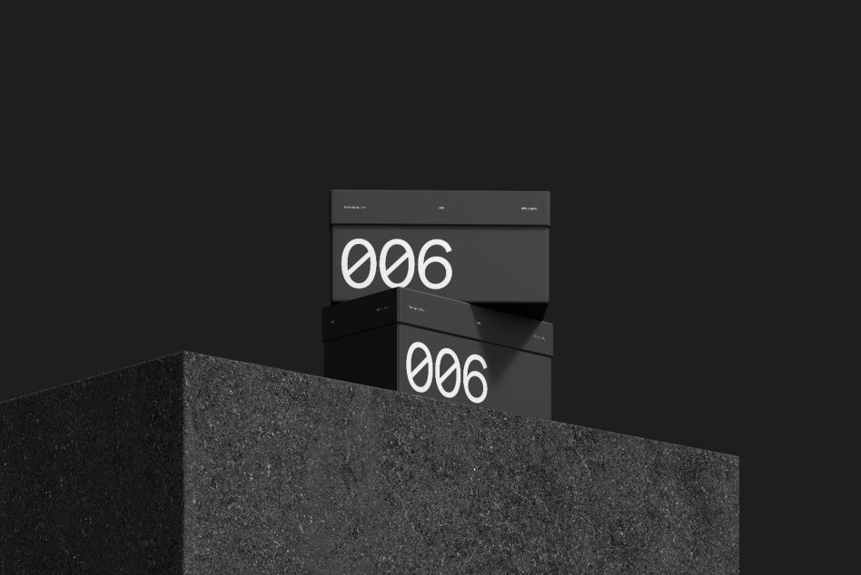Black stacked boxes showing 006 number on front panels