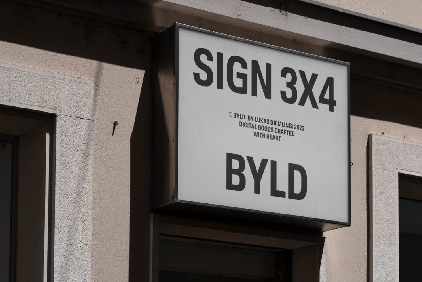 Outdoor wall-mounted signage mockup with clean, bold typography for storefront design presentations, ideal for designers' branding projects.