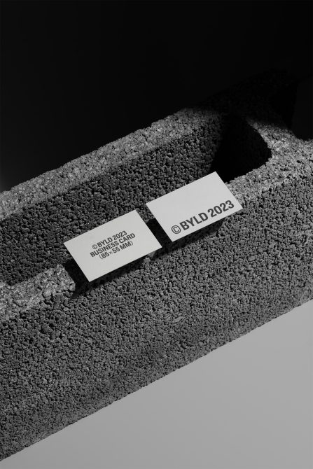 Black and white textured business card mockup on a gritty surface, showcasing elegant font design and shadow play for realistic presentation.