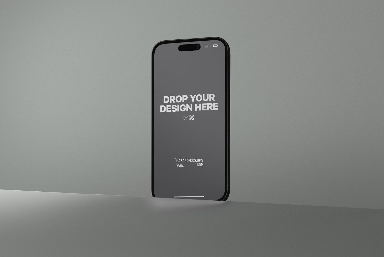 Smartphone mockup with blank screen on grey background, ideal for presenting mobile app designs and user interfaces for digital designers.