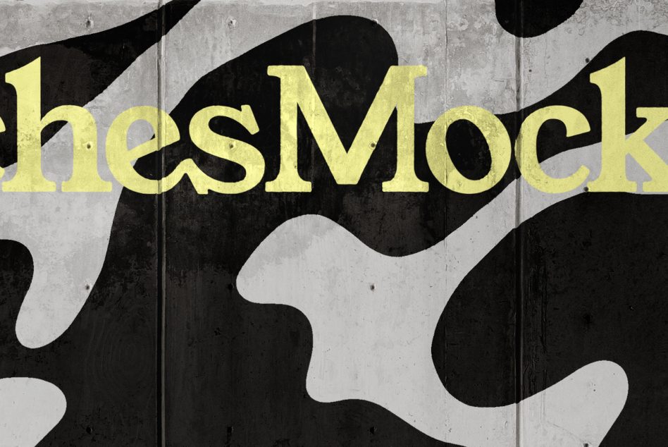Bold yellow type overlaid on abstract black white concrete texture
