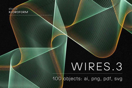 ALT: Abstract digital wireframe art called WIRES.3 from studio KLOROFORM, available in AI, PNG, PDF, SVG for graphics design projects.