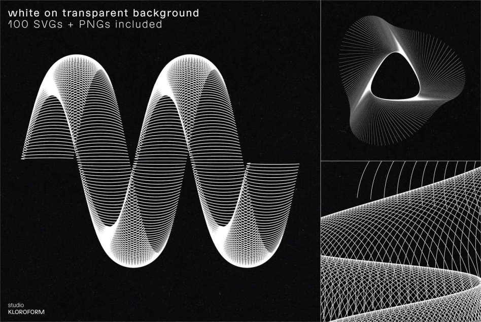 Collection of digital line art forms on transparent backgrounds, SVG and PNG formats included, ideal for graphics, mockups, and design elements.