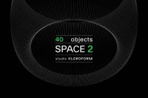 Space 2 collection title with 40 objects by studio Kloroform on black background