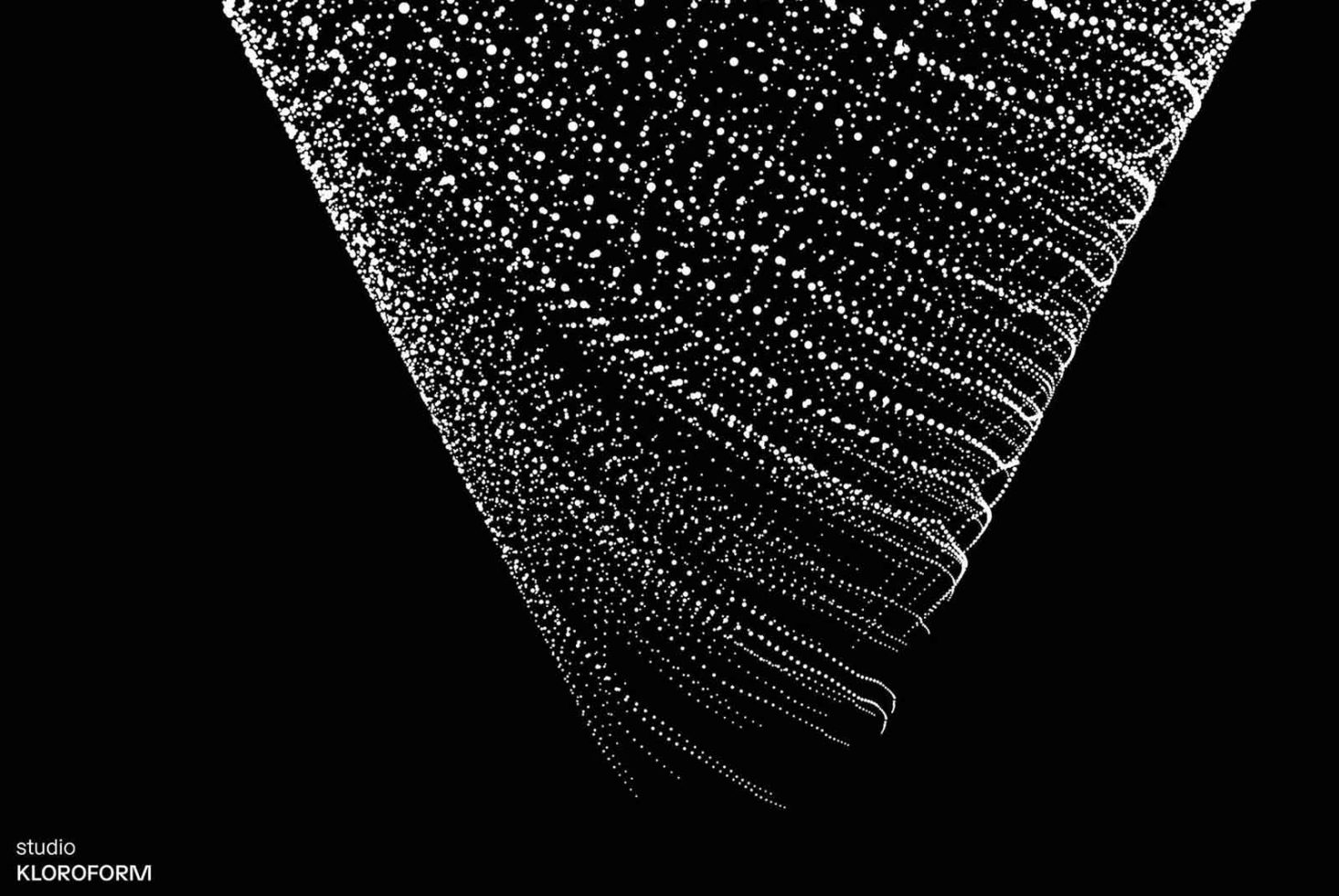 Abstract digital particle wave graphic design in black and white, minimalist dynamic vector template for creative visualization projects.