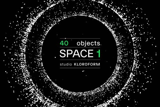 Graphic design template for space-themed visuals with 40 objects, ideal for designers looking for futuristic assets.