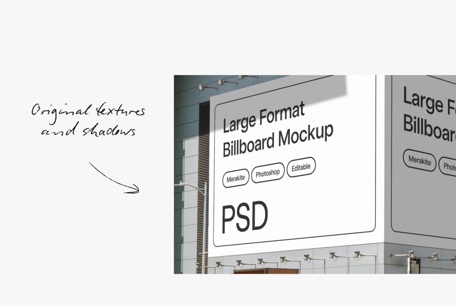 Large Format Billboard Mockup displayed on building side with realistic textures, ideal for designers to showcase outdoor advertising designs.