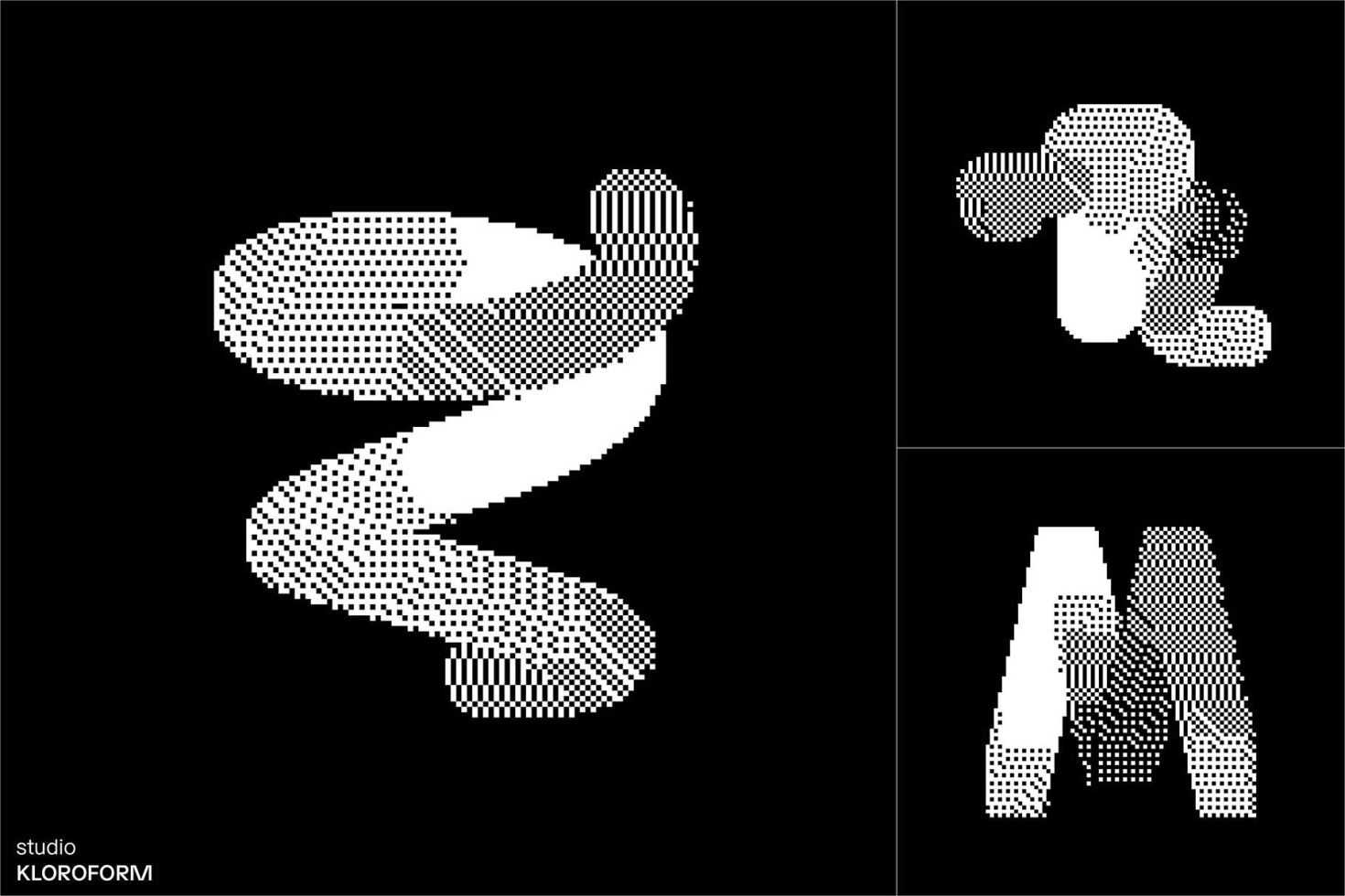 Abstract halftone graphics pack featuring three unique designs ideal for mockups, templates, and modern design projects.