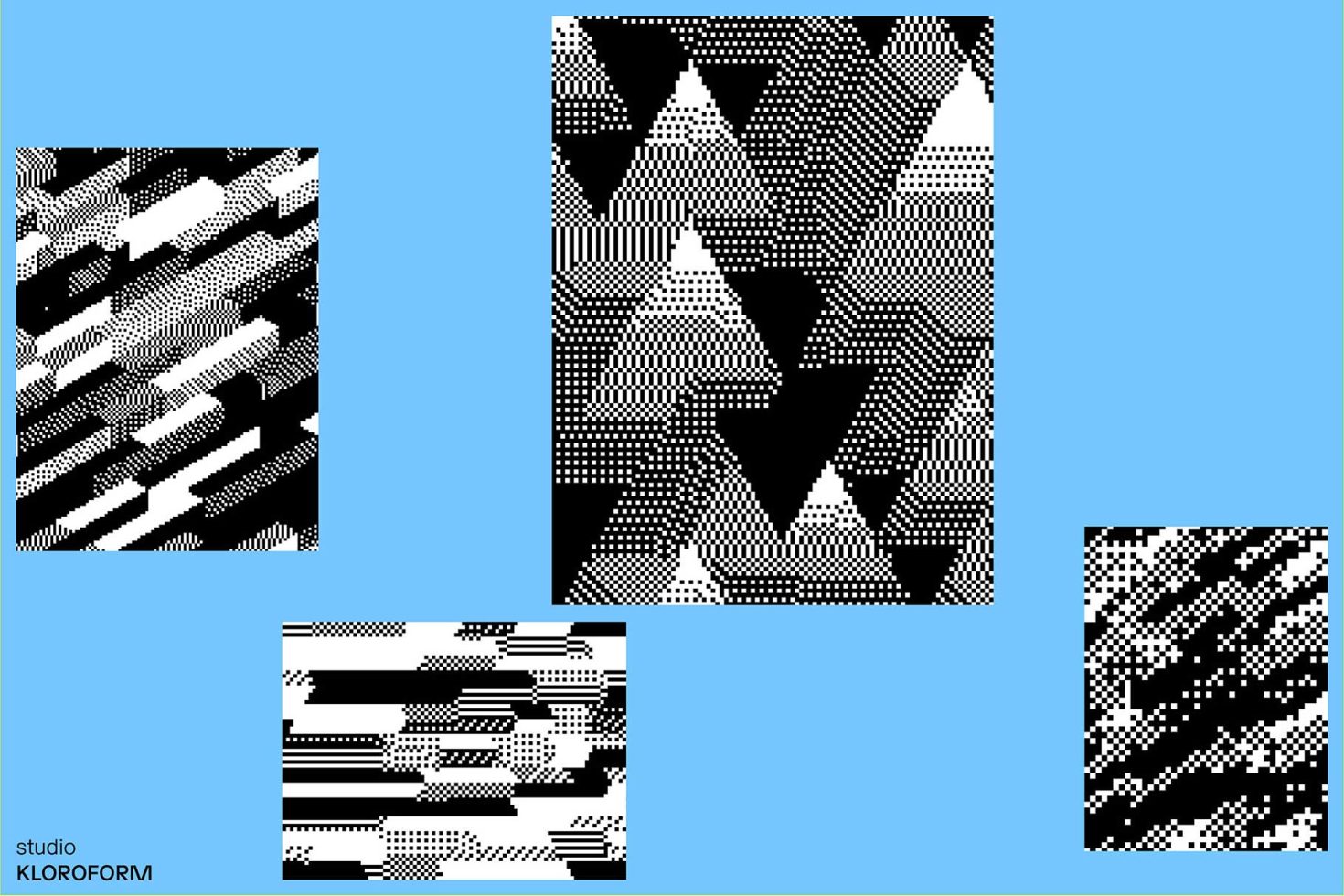 Set of black and white halftone pattern designs perfect for graphics category, ideal for backgrounds, textures, or overlay effects.