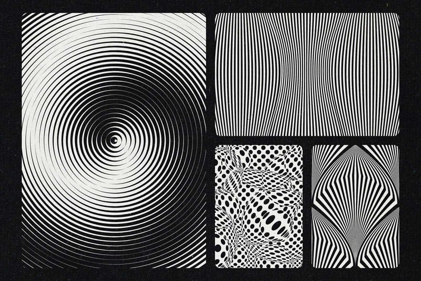 Black and white abstract line art patterns on textured background perfect for graphics category in a digital design marketplace.