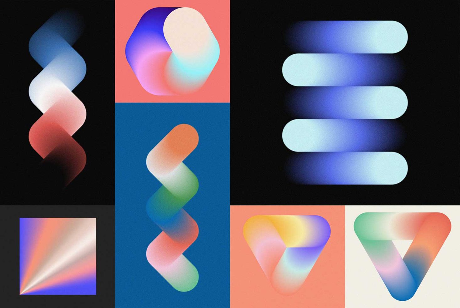 Abstract gradient shapes collection for modern design projects, digital assets, vibrant color gradients, graphic elements for designers.