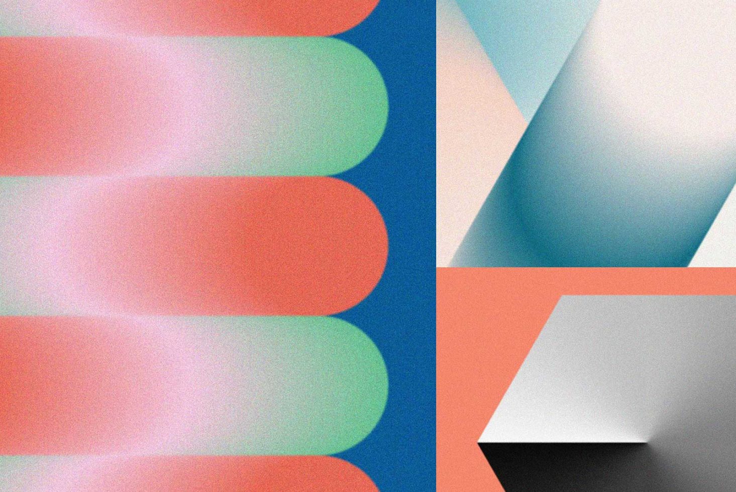 Abstract pastel color blocks and geometric shapes design graphic with a textured finish ideal for creative projects, templates, and backgrounds.