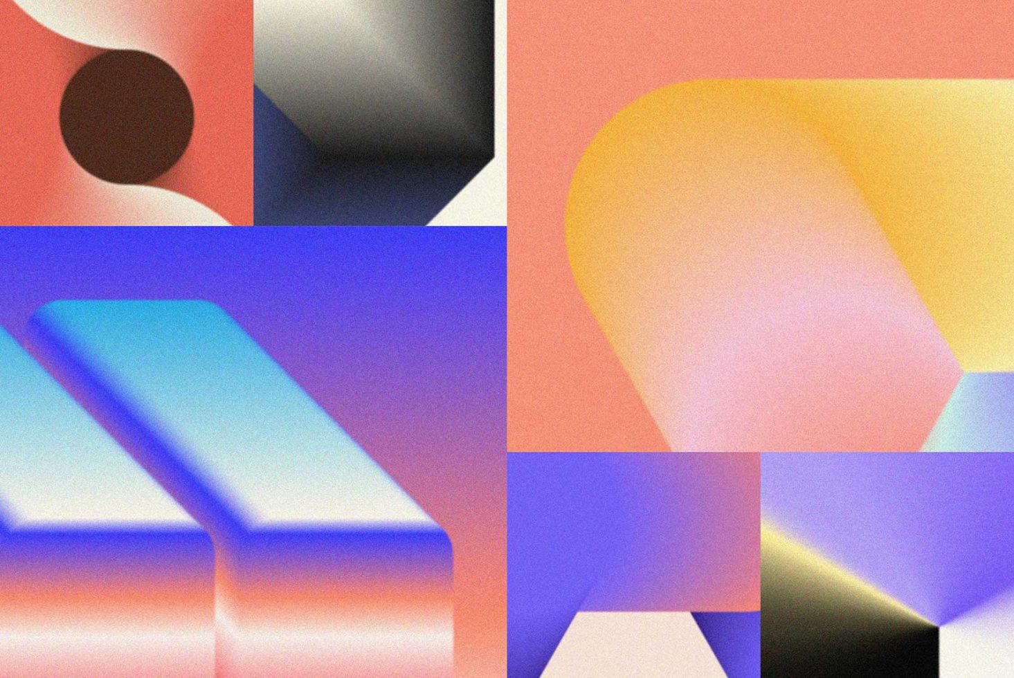 Colorful abstract graphic design with geometric shapes and gradients, perfect for modern design projects, backgrounds, or templates.