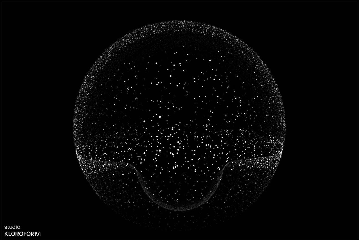 Abstract black and white particle sphere design, digital graphic for templates, background in high-resolution, minimalist style.