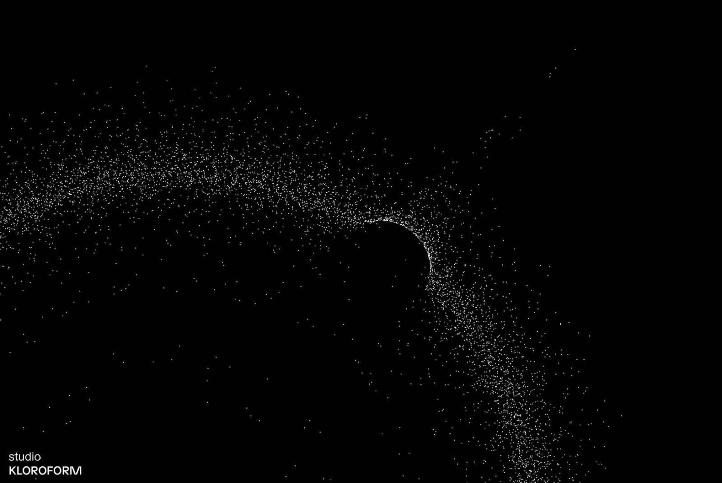 Particle dispersion effect on black background, dynamic abstract graphic design for creative projects, perfectly suited for mockups and templates.