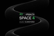 40 objects Space 4 collection title over swirling mesh forms by studio Kloroform
