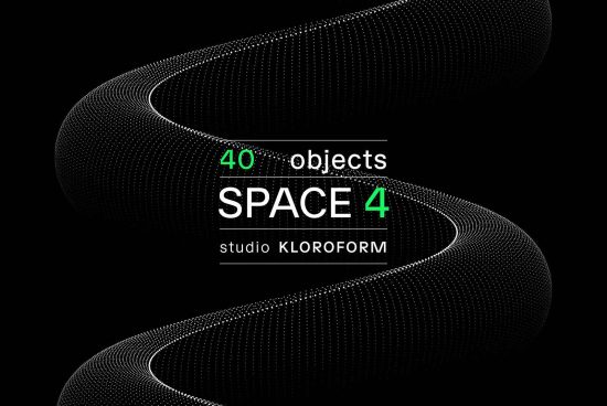Dynamic black 3D wave design from SPACE 4 collection suitable for graphics category, featuring 40 objects by studio KLOROFORM.
