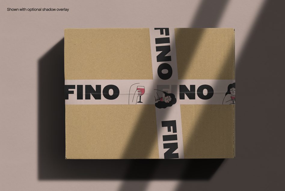 Kraft box with customizable packing tape overlay design