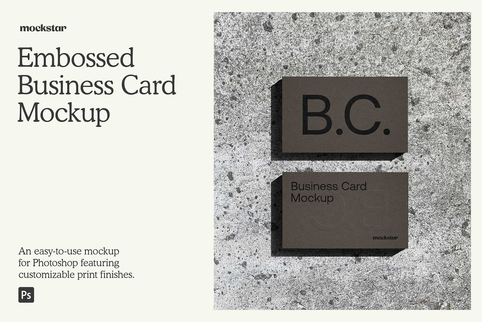 Free Black embossed Business Card Mockup