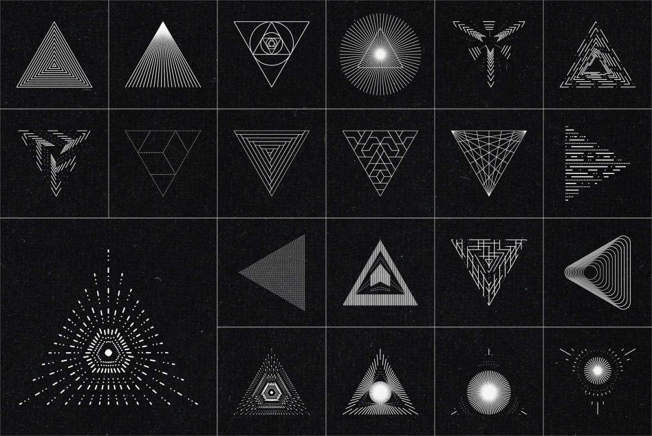 Collection of geometric vector graphics, perfect for mockup elements, logo design, and modern digital assets for graphic designers.