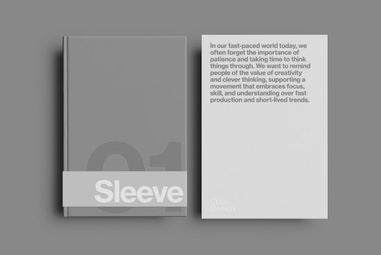 Minimalist book cover mockup in gray showcasing editable design, ideal for presenting sleek branding or font work to clients.