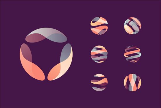 Abstract gradient shapes collection with dynamic lines for modern design, graphics, backgrounds, and templates suitable for designers.