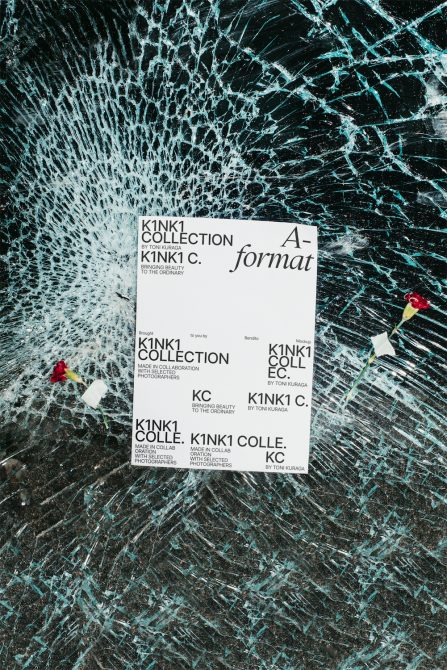 Realistic poster mockup on a broken glass background for edgy design presentations, featuring text and floral elements.