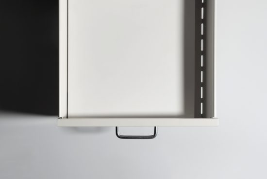 Minimalist binder mockup, top view on dual-tone background, ideal for presenting design templates or graphics.
