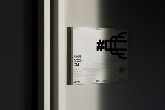 Wall-mounted poster mockup in shadow with modern design, suitable for presentations, graphic design assets, and branding.