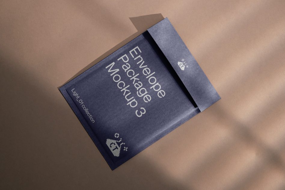Navy blue box mockup opened showing interior
