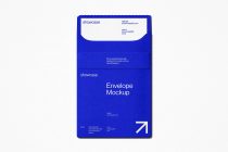 Royal blue envelope mockup on light background with flap open