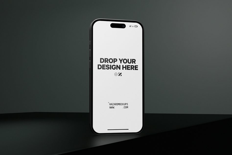 Smartphone mockup on a dark background with a placeholder text showcasing where to insert designs, perfect for app interface presentations.