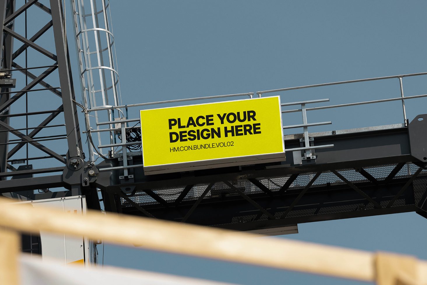 Billboard mockup on construction structure with editable design space for graphic designers' advertising projects.